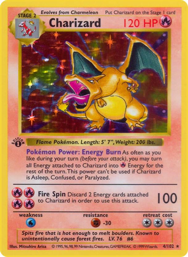 Charizard 004/102, Base Set (Shadowless), Pokémon TCG card