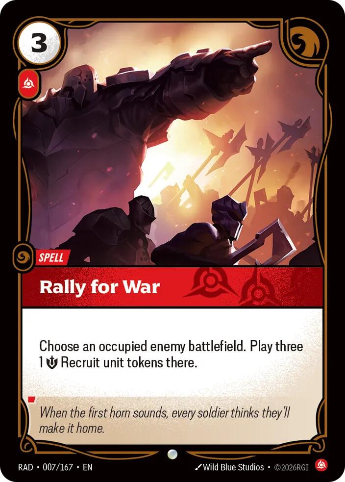 Rally for War 007/167, Radiance, Riftbound card