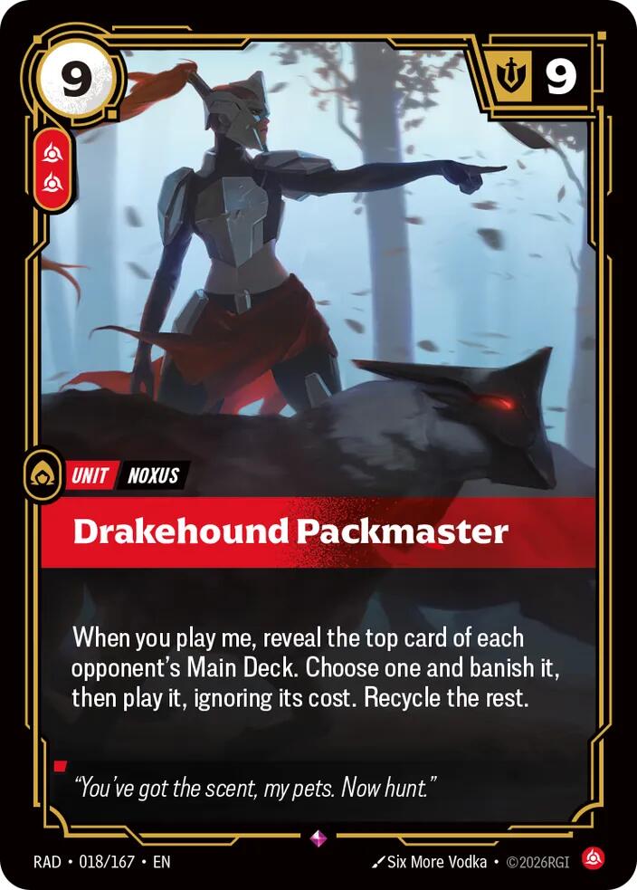 Drakehound Packmaster 018/167, Radiance, Riftbound card