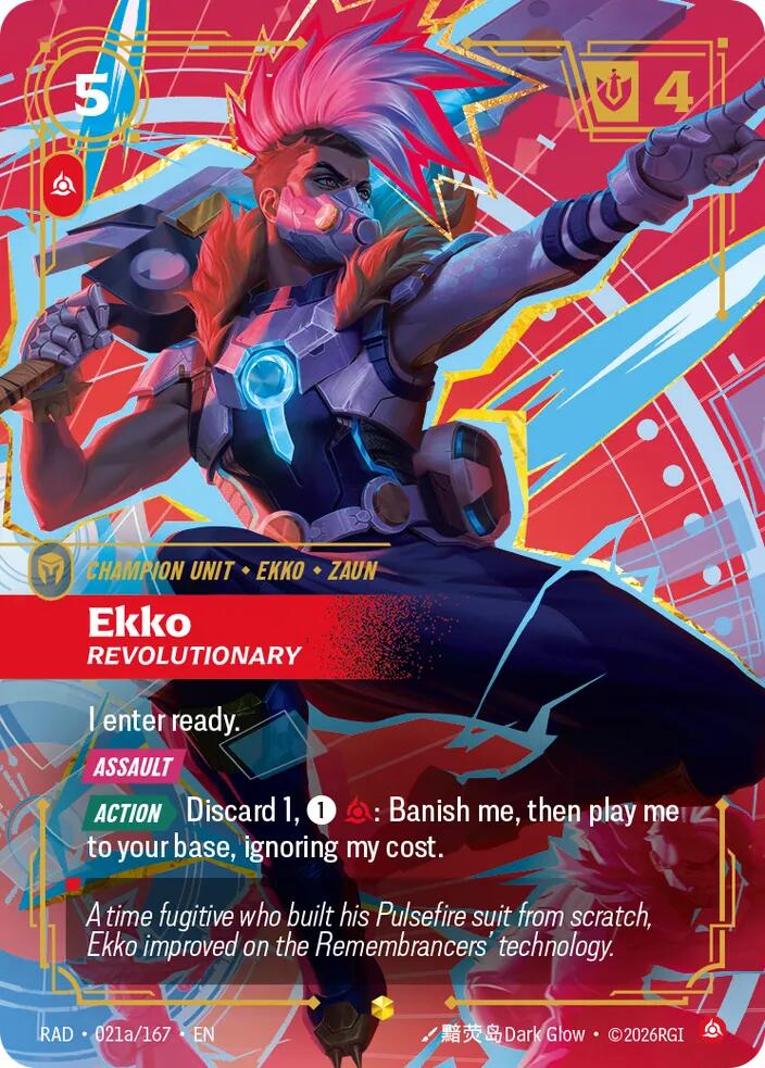 Ekko, Revolutionary (Alternate Art) 021a/167, Radiance, Riftbound card