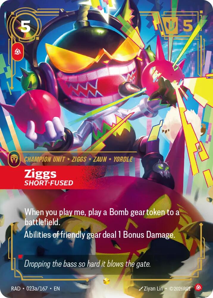 Ziggs, Short-Fused (Alternate Art) 023a/167, Radiance, Riftbound card