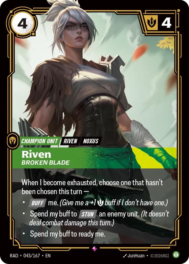 Riven, Broken Blade 043/167, Radiance, Riftbound card