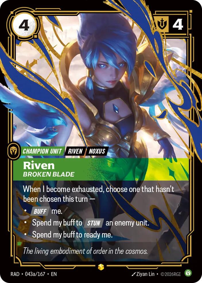 Riven, Broken Blade (Alternate Art) 043a/167, Radiance, Riftbound card