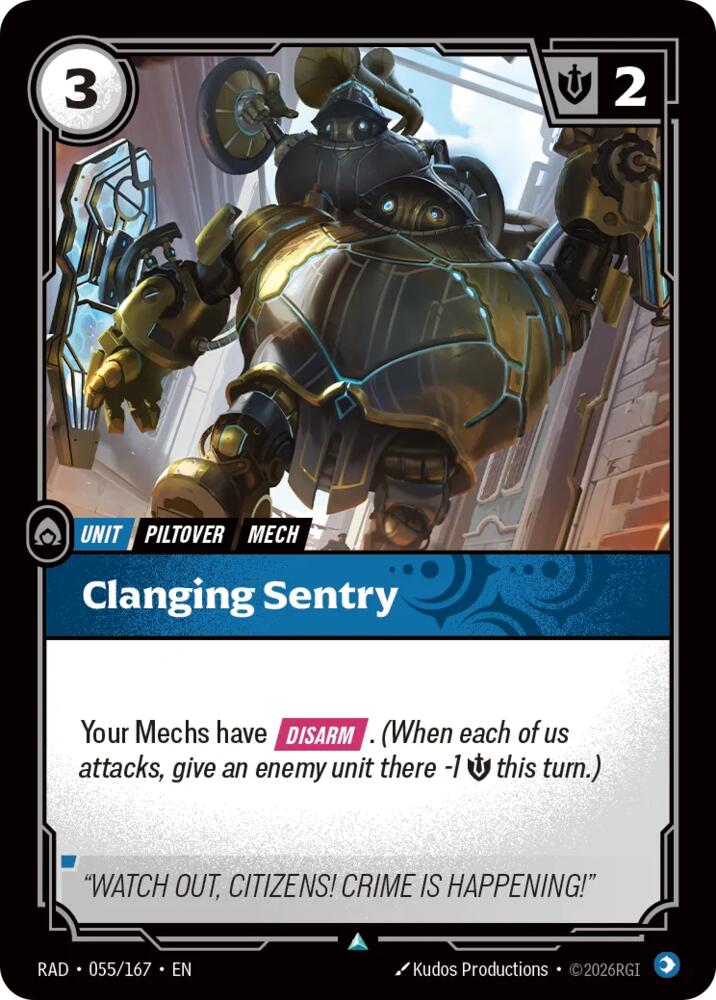 Clanging Sentry 055/167, Radiance, Riftbound card