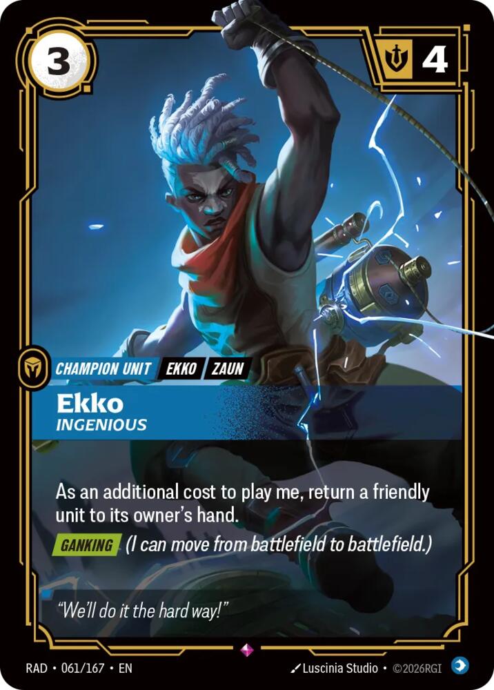 Ekko, Ingenious 061/167, Radiance, Riftbound card