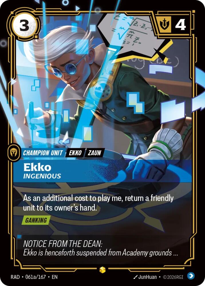 Ekko, Ingenious (Alternate Art) 061a/167, Radiance, Riftbound card