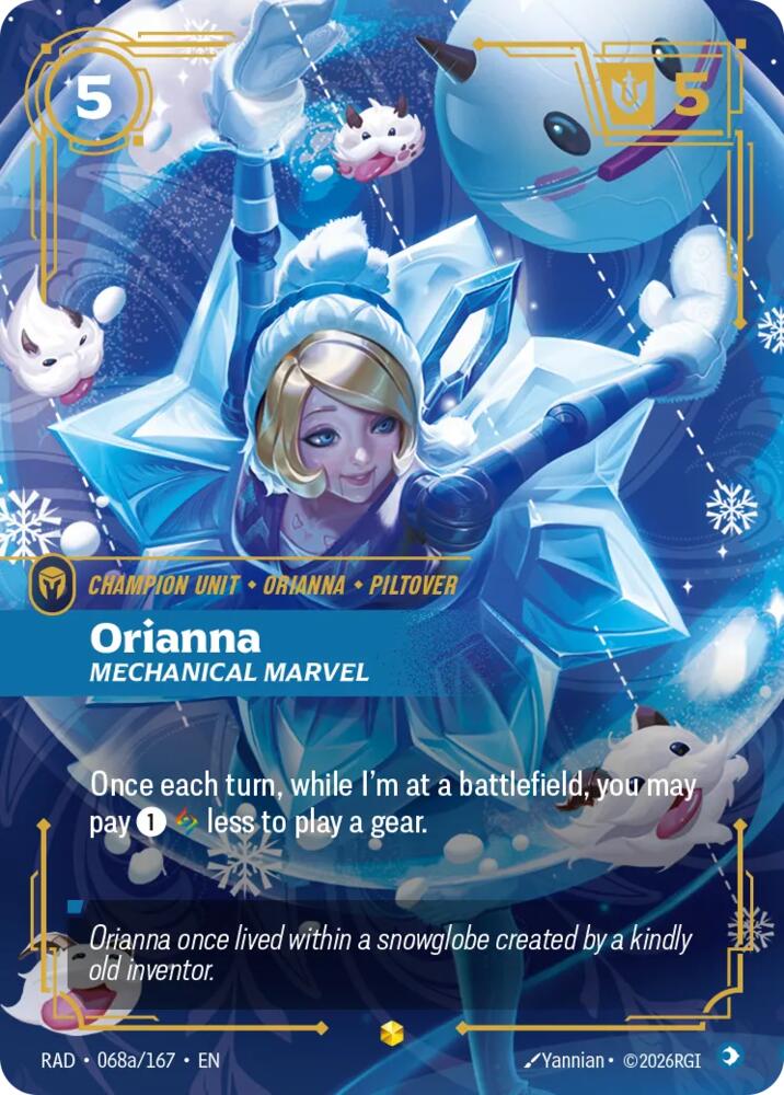 Orianna, Mechanical Marvel (Alternate Art) 068a/167, Radiance, Riftbound card