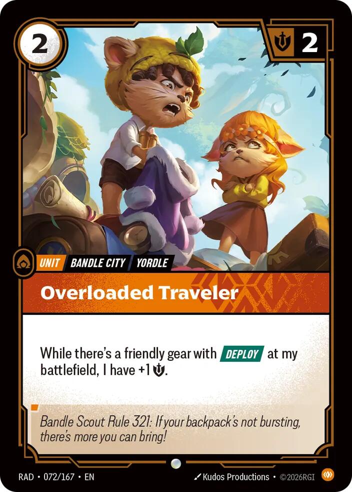 Overloaded Traveler 072/167, Radiance, Riftbound card
