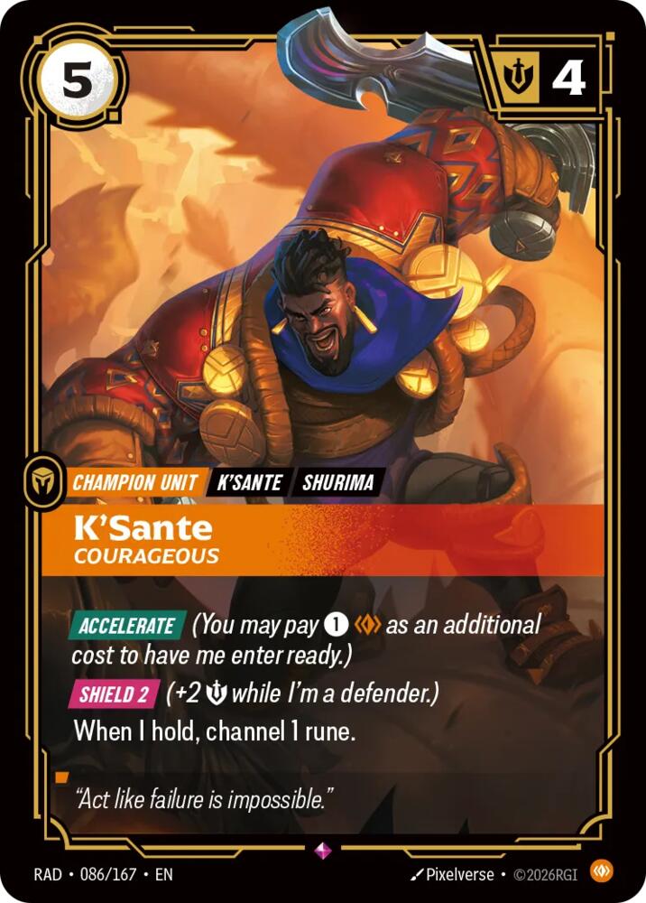 K'Sante, Courageous 086/167, Radiance, Riftbound card