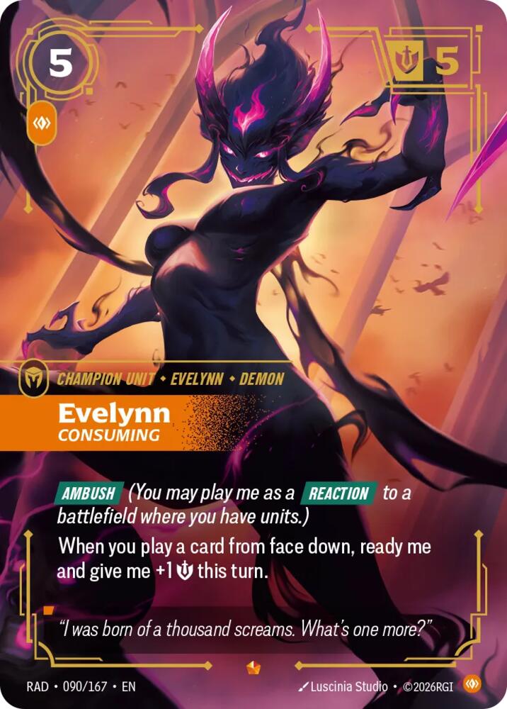 Evelynn, Consuming 090/167, Radiance, Riftbound card