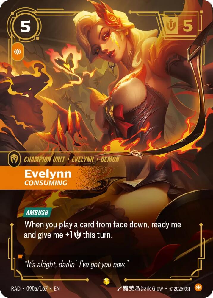 Evelynn, Consuming (Alternate Art) 090a/167, Radiance, Riftbound card