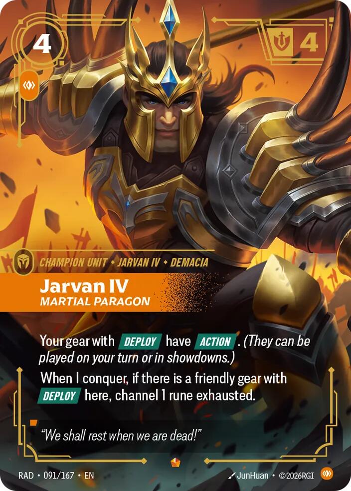 Jarvan IV, Martial Paragon 091/167, Radiance, Riftbound card
