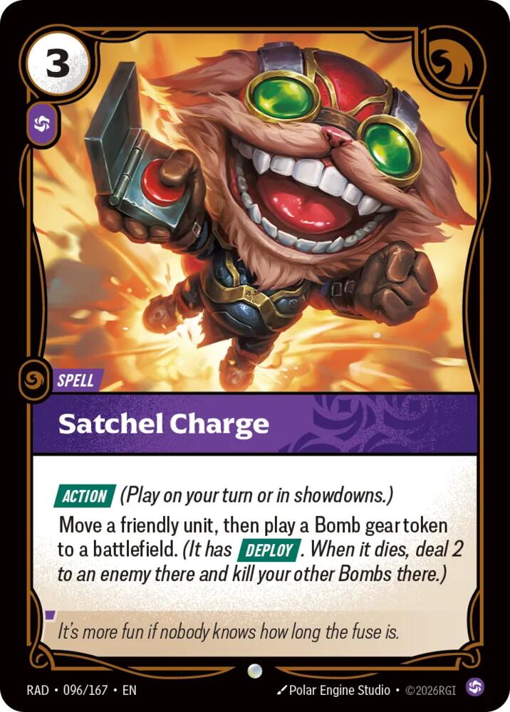 Satchel Charge 096/167, Radiance, Riftbound card
