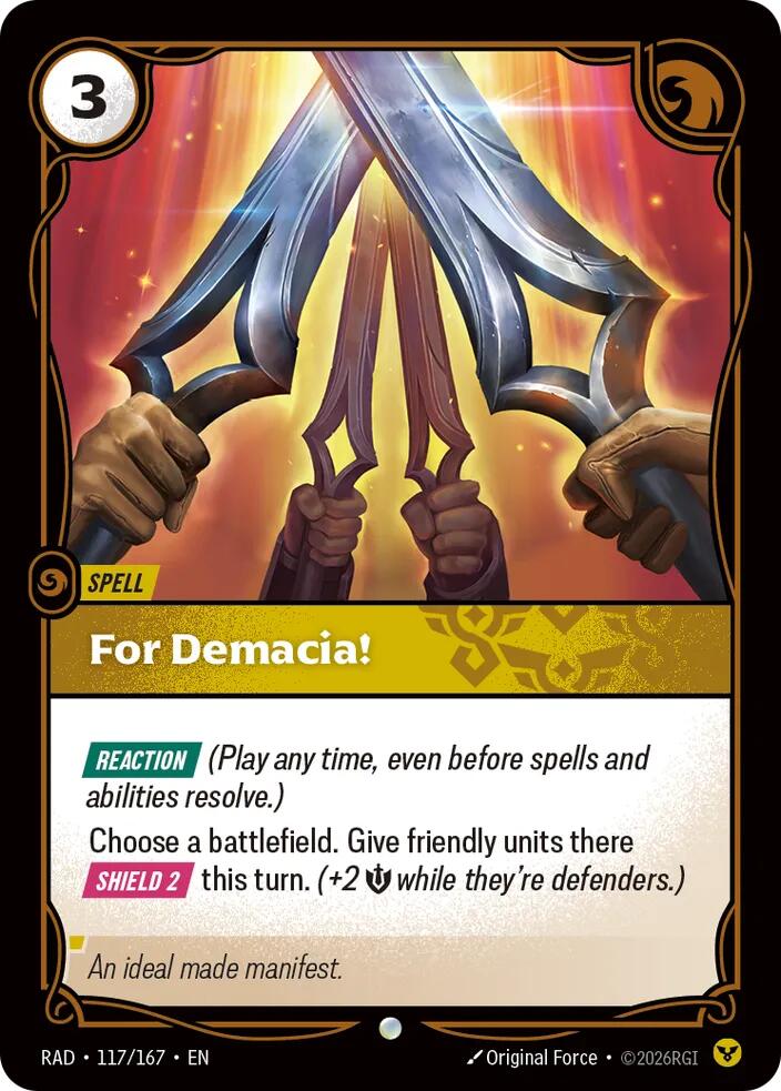 For Demacia! 117/167, Radiance, Riftbound card