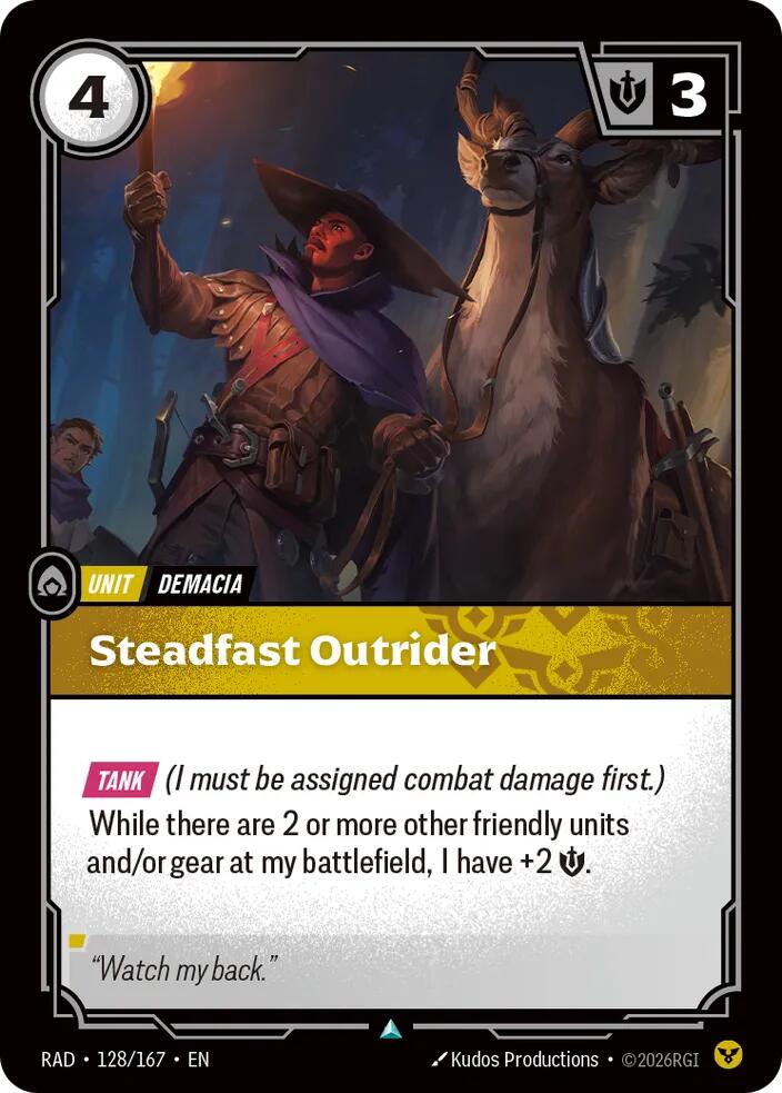 Steadfast Outrider 128/167, Radiance, Riftbound card