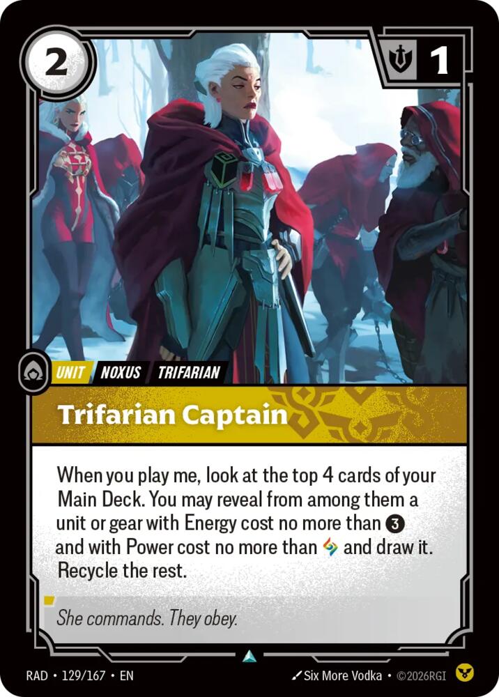 Trifarian Captain 129/167, Radiance, Riftbound card