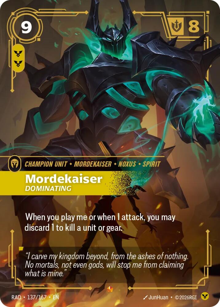 Mordekaiser, Dominating 137/167, Radiance, Riftbound card