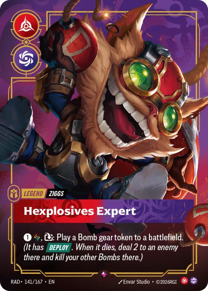 Ziggs, Hexplosives Expert 141/167, Radiance, Riftbound card