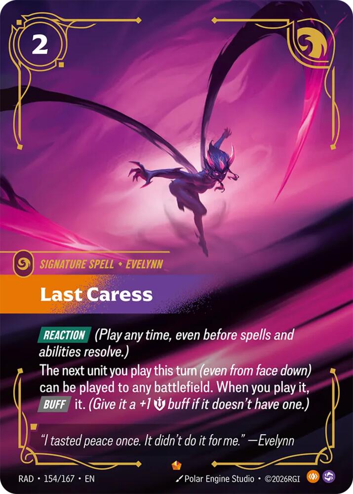 Last Caress 154/167, Radiance, Riftbound card