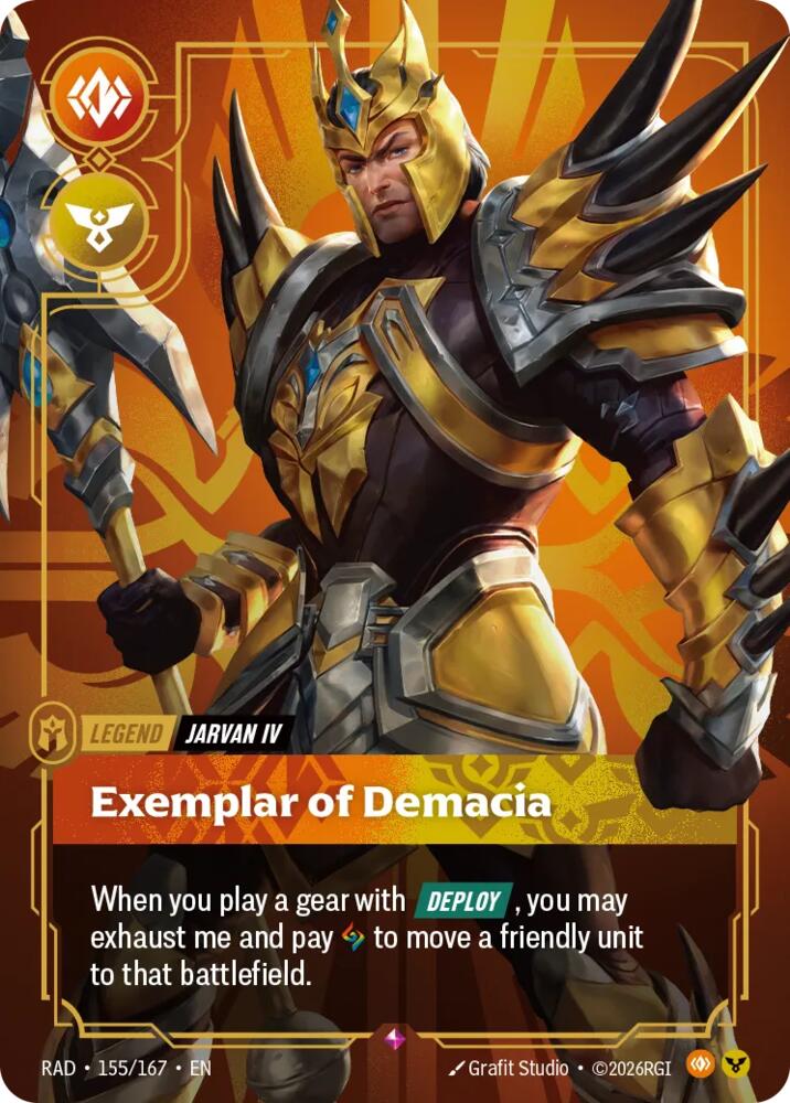 Jarvan IV, Exemplar of Demacia 155/167, Radiance, Riftbound card