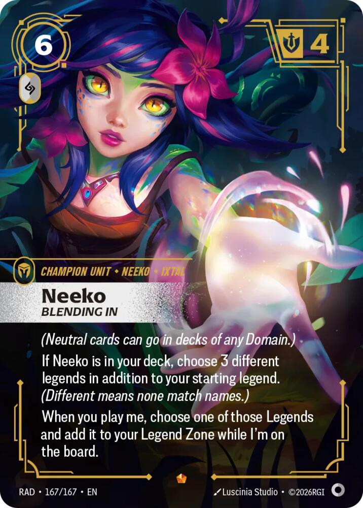 Neeko, Bleeding In 167/167, Radiance, Riftbound card