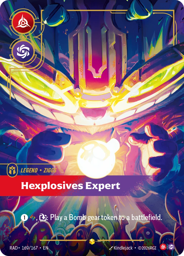 Ziggs, Hexplosives Expert (Signature) 169*/167, Radiance, Riftbound card