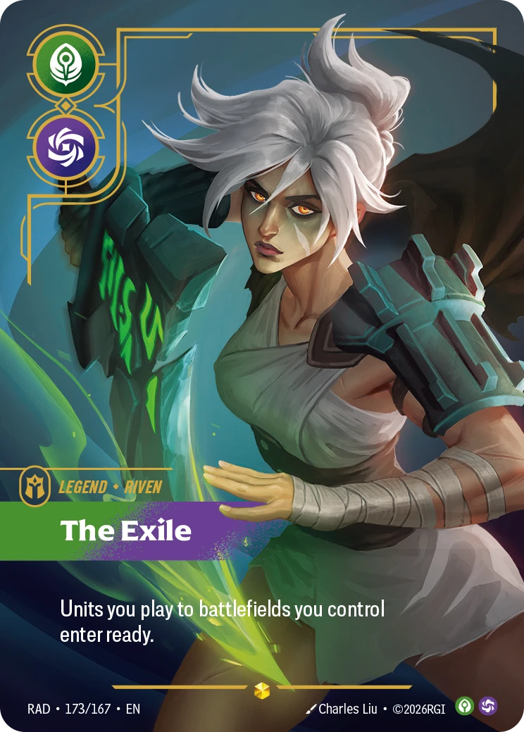 Riven, The Exile (Signature) 173*/167, Radiance, Riftbound card