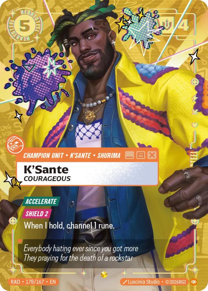 K'Sante, Courageous (Heartsteel Overnumbered) 178/167, Radiance, Riftbound card