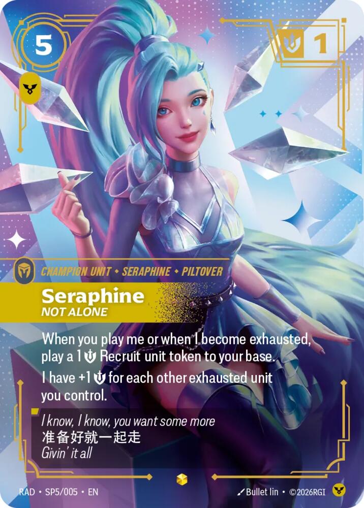 Seraphine, Not Alone (K/DA Special Art Card) SP5/005, Radiance, Riftbound card