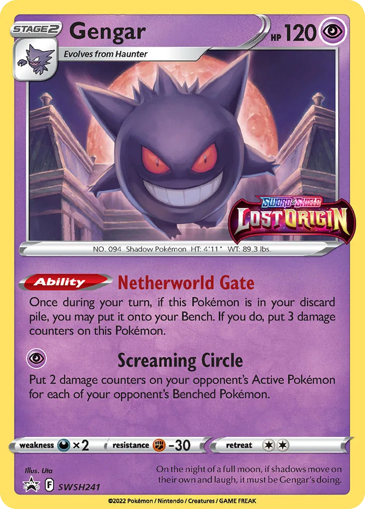 Gengar - SWSH241 (Prerelease) (Staff) SWSH241, SWSH Black Star Promos, Pokémon TCG card